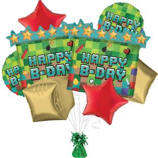 Pixel Party Birthday Foil Balloon Bouquet